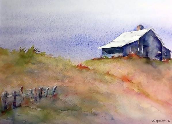 Dune Shack: watercolor by Richard Van Tieghem of Warwick.