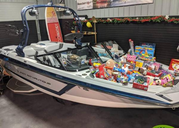 Unwrapped toys were brought to 352 Route 206, Branchville, to fill a 22’ long 2020 Nautique GS22 sport boat to benefit the Season of Hope Toy Drive.