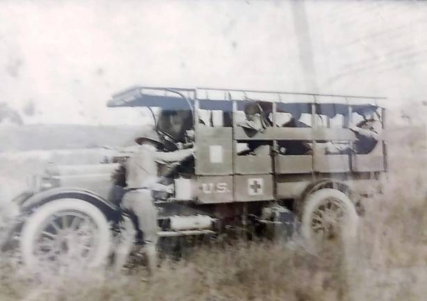 An example of a World War 1-era ambulance supplied by the 20th Century Club, out of Pittsburgh, which raised funds for nine ambulances for the war effort.