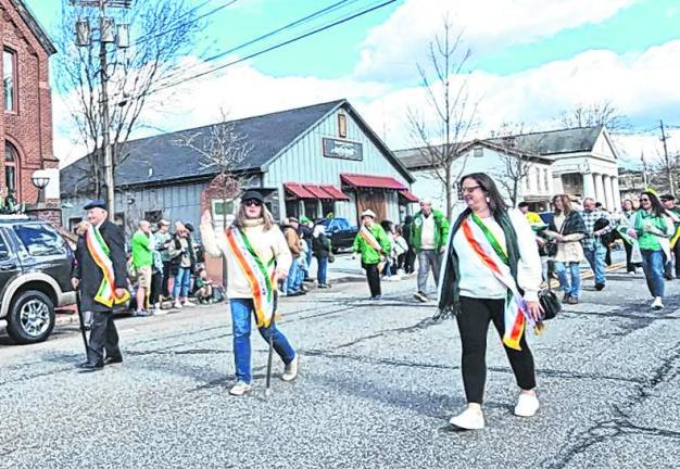 Members of Greenwood Lake’s Gaelic Cultural Society march in Warwick parade. (Photo by Lisa Reider)