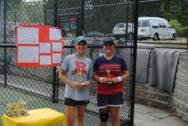 Booster club hosts annual tennis tournament Naomi Barrowclough, left, finished second to Rebecca Pry in the womens singles division of the West Milford Tennis Booster Club tournament, 6-4, 2-6, 6-2.