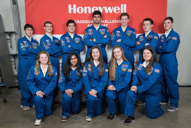 An out-of-this world experience The students from New York and New Jersey who attended the Honeywell Leadership Challenge Academy, with their team names in parentheses, are, from top left, Andrew Giniger (Courage), John Kay (Endurance), Brian Schultz (Opportunity), Imad Khaleel (Determination), Corey Peters (Focus), Sam Kasilowski (Determination), Alexander Metcalf (Focus), Vonder Haar (Focus), Rhea Dutta (Inspiration), Katarina Vucenovic (Determination), Brianna Dungate (Courage) and Emma McCarthy (Determination). Not pictured are Nahas Shoaib (Endurance) and Sarah Chelo (Ambassador).