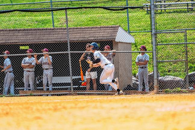 Sports roundup: Highlanders advance in PCT Junior Chase Tyburczy watches his ball make it over the fence.