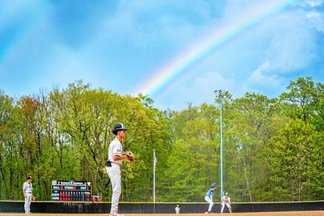 Sports roundup: Highlanders advance in PCT Senior Colby Scott stands under a rainbow during the game against Mahwah.