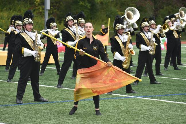The West Milford Highlander Marching Band presents ‘The Hive’ during the second annual Highlander Marching Classic.