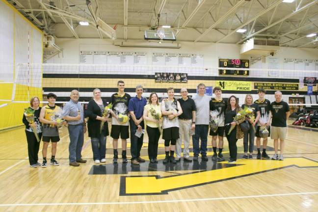 The seniors on the team were celebrated at the last game.