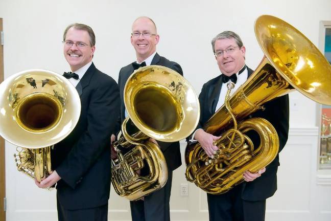 Find inspiration at free open air concert ‘America Strong!’ Hanover Wind Symphony tuba players (from left): Phil Hughes of Whippany, Rob Ruth of Kinnelon, and Joe Melody of Randolph (Jen Costa Photos)
