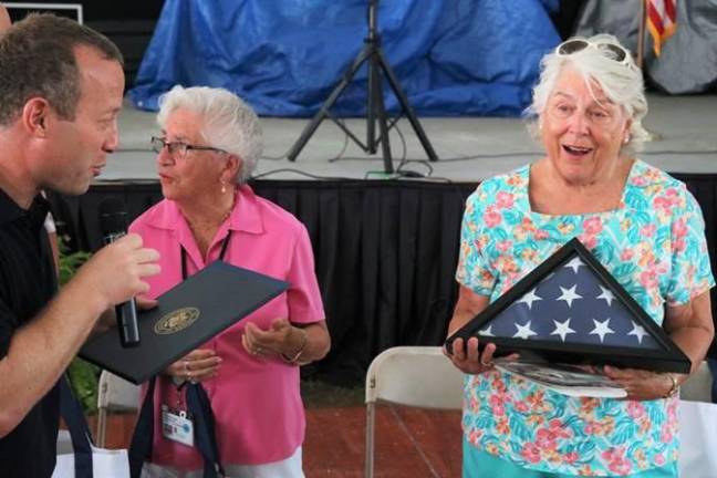 U.S. Rep. Josh Gottheimer congratulates Sussex County Senior Citizen of the Year Judy Storms for her dedication and service to her Sussex County community. Gottheimer had a flag flown over the U.S. Capitol in her honor.