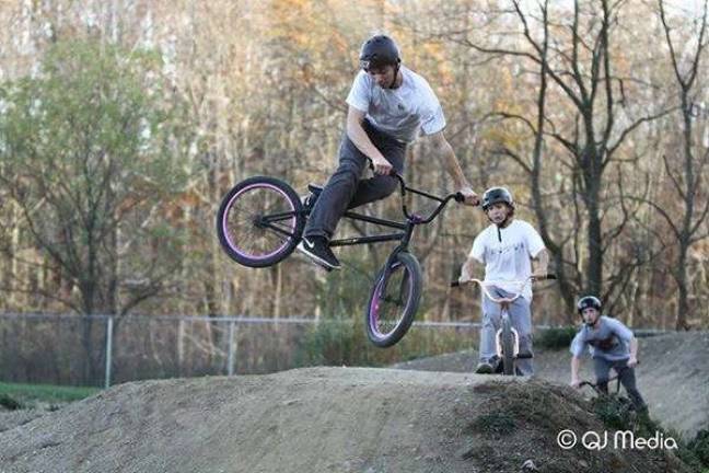 West Milford’s Family Pump Track: a place to find fun and a role model Casey Tynan takes a spin on the pump track, followed by Titus Nicholson and JJ Nendze.