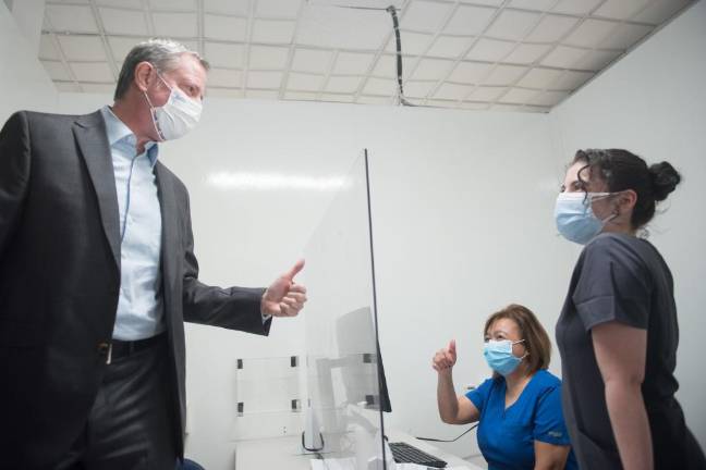 Widening the Vaccine Pool Mayor Bill de Blasio tours a mass vaccination site at NYC Health + Hospitals/ Bathgate in the Bronx on Sunday, January 10, 2021. Photo: Michael Appleton/Mayoral Photography Office