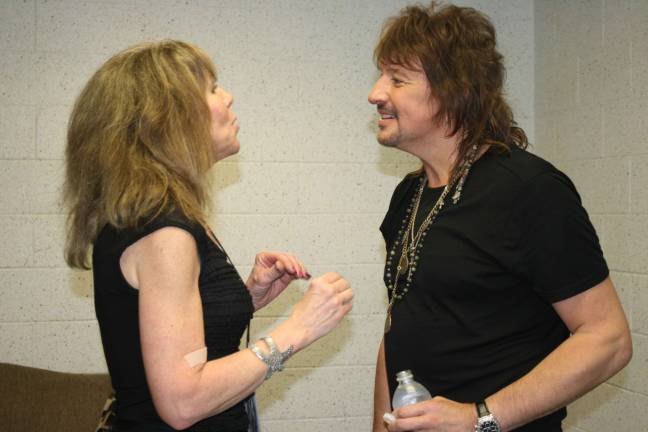 The Journey continues Maureen Morella and Richie Sambora talk back stage at the "Can We Talk...Are You Listening" forum in Toms River.