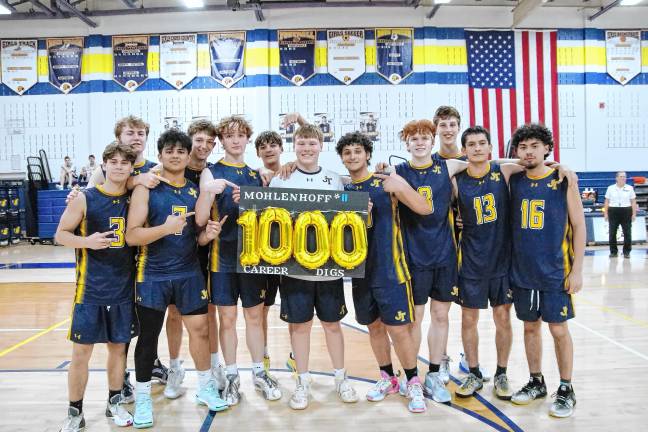Sports roundup: Shatzel wins 3 gold medals Jefferson's Andrew Mohlenhoff (in white shirt) makes the 1000th dig of his career during the match against Clifton on May 15. Jefferson won, 2-0.