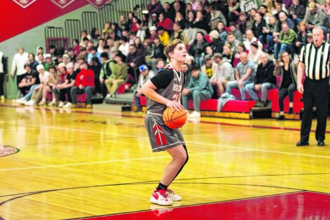 High Point’s Brayden Franko focuses on the foul line. He scored 20 points.