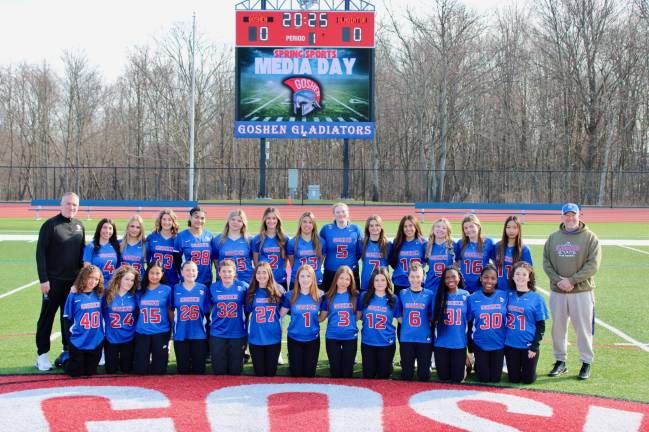 Girls on the field, ice, mat Last year’s Goshen High School girls’ flag football team. (Photo by Ed Killenberger)