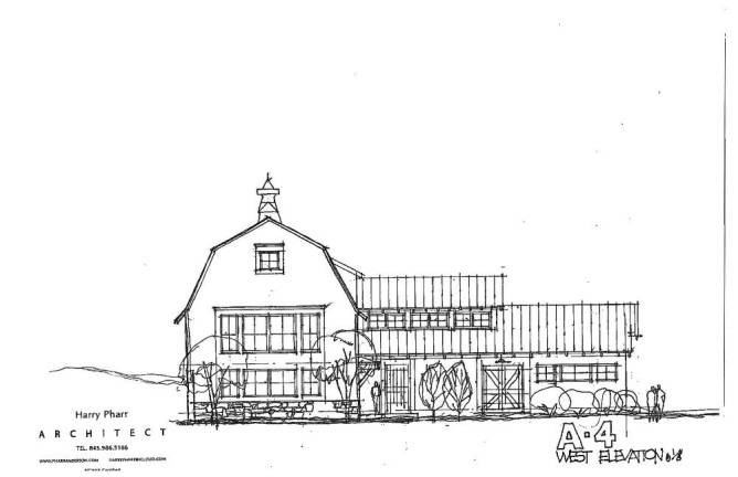 The architect's rendering of plans for the old Rickey Farm