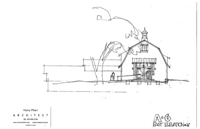 The architect's rendering of plans for the old Rickey Farm