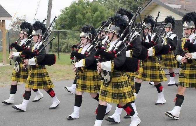 Pipes and Drums leaders are Madison Babcock, Ava Murphy and Julia Dan.