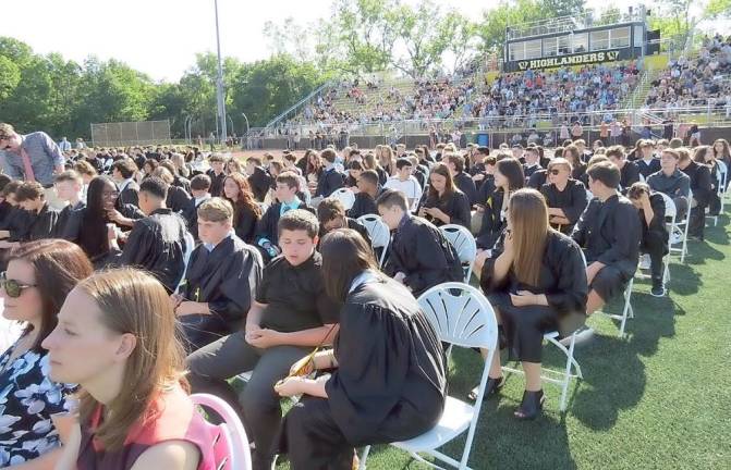 The Macopin Middle School Eighth Grade Class of 2021 Promotion Ceremony was held outdoors at McCormack turf field on June 10. Photo by Patricia Keller.