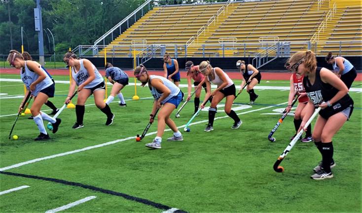 The Lady Highlanders field hockey team getting ready for the 2019 season.