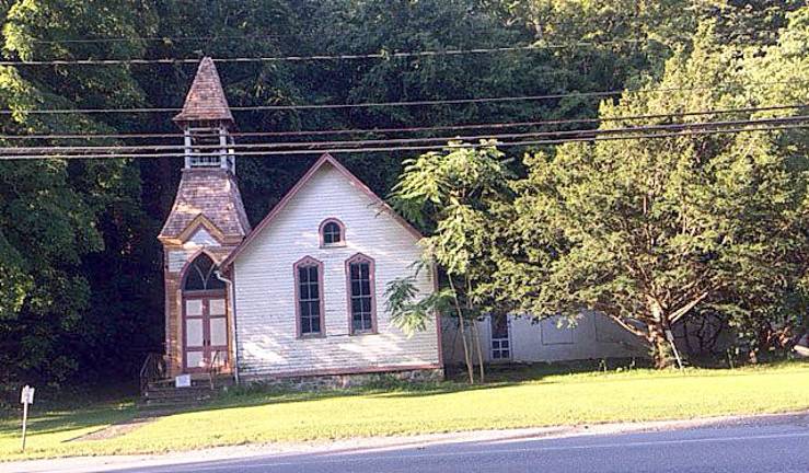 The steeple of historic Hewitt Church at Long Pond Ironworks was recently repaired and stabilized. Photo by Ann Genader.