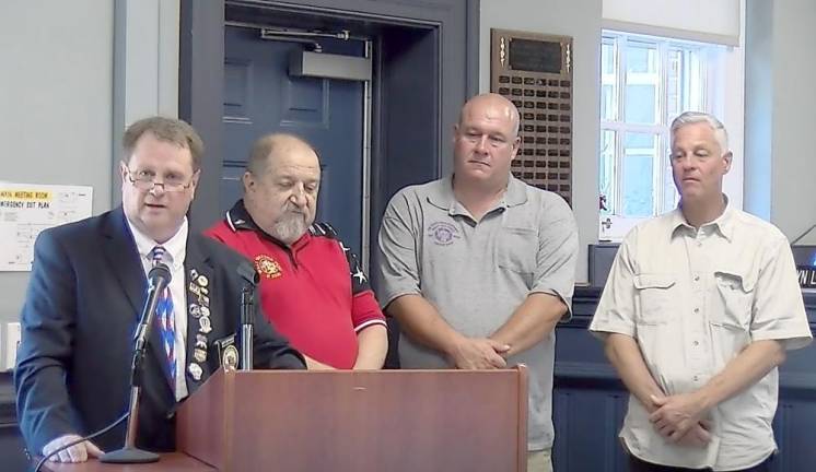 BPO Elks Lodge 2236 Exalted Ruler Ken Hensley tells the Township of West Milford Council about Elks Beautification Day volunteerism.