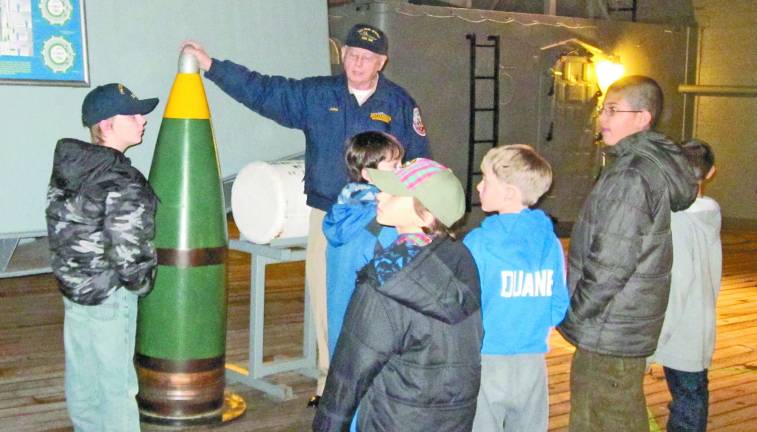 Battleship New Jersey wows the scouts The cubs were impressed by the ammunition-it was bigger than they were!