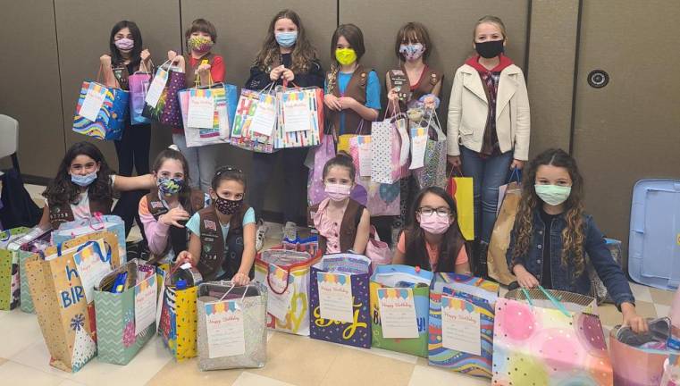 On Oct. 12, the scouts held their monthly meeting and packed 40 gift bags with enough items to have a small birthday party. Thirty birthday party kits so far have been donated: 10 to the West Milford Presbyterian Church Food Pantry, 10 to the UGL Giving Pantry and 10 to Our Lady Queen of Peace Food Pantry. The last 10 kits are ready and will be delivered to St. Joe’s Food Pantry.