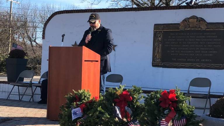 Army veteran Eugene Hoffman gave the keynote address. He served three separate stints in the military, starting in 1987.