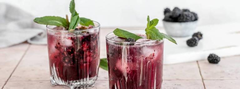 Blackberry Smash Mocktail for Two. Recipe from Regina Hewitt of Functional Healing in Goshen, N.Y.