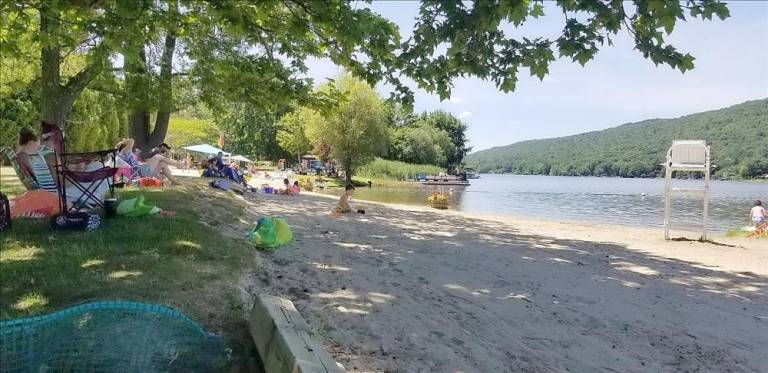 The beach at the Pinecliff Lake Club.