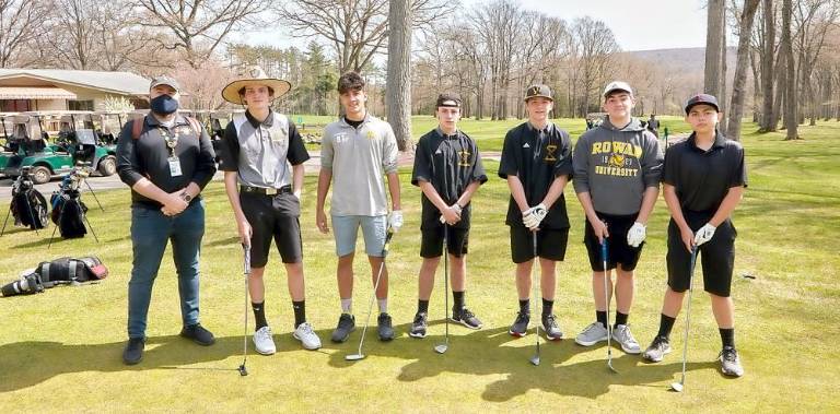 Pictured with their coach from left to right are: Michael Snyder, Michael Petronaci, Jack Degnan, Bryce Clark, Matthew Winkens and Maxwell Moore. Teammates Oakley Vacca, Daniel Krautheim and Andreas LaManna were unavailable for the photo. Photo by Lors Photography.