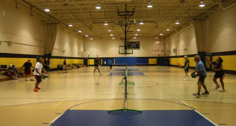 The Rec Center currently has three courts sete up for pickleball. There is room for more.