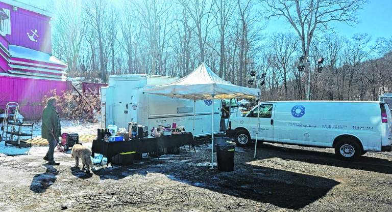 Movie crew in town MV2 Food is set up for the cast and crew of ‘Mother, Father Sister, Brother,’ a movie being made by screenwriter and director Jim Jarmusch. According to publications covering the film industry, actress Cate Blanchett is in the movie, which is being shot in West Milford, in Ireland and in Paris.