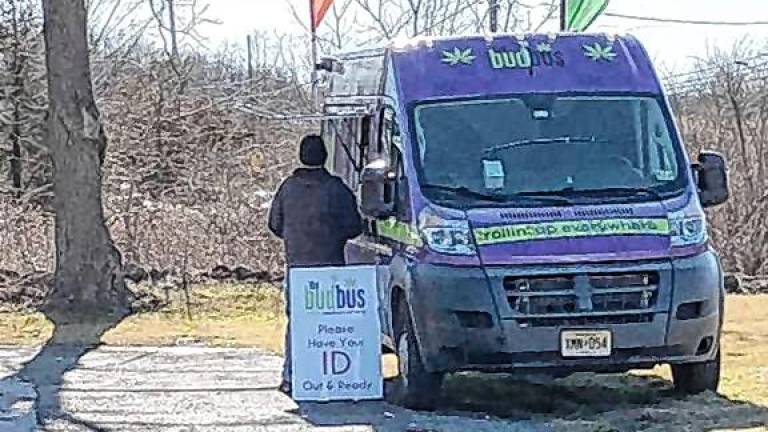 A Bud Bus parked in the lot of the Sussex Motel on Route 23 in Wantage on Feb. 18, 2023. (File photo by Kathy Shwiff)