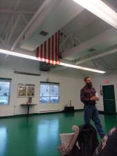 Rocky Hazelman, a West Milford farmer and president of the Passaic County Board of Agriculture, speaks at a recent information session for farmers at Camp Hope. (Photo provided)