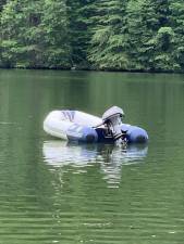Police are seeking information about this boat found anchored in Monksville Reservoir off the Beech Road parking area on Saturday, July 8.
