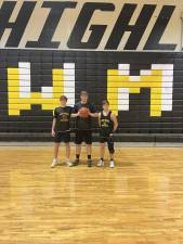 From left are West Milford High School boys basketball team captains Nash Appell, Connor Vogt and Hunter Swartz. (Photo provided)