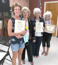 On Aug. 3, 2021 The New Jersey State Federation of Womens’ Clubs awarded members of the West Milford Womans’ Club admission on its Honor Roll. This is awarded due to the members faithful and loyal service in helping to carry on the work of the federation. Pictured above from left to right are those members: Pat Spirko, Communications; Tina Ree, President; Lee Manzoni, Treasurer; and Bonnie Earl, Secretary. Photo provided by Pat Spirko.