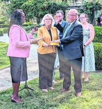 Nick Veliky is sworn into the Passaic County Board of County Commissioners on July 14.