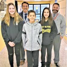 Pictured are Leyna Lewandoski, Asst. Principal Oliver Pruksarnukul, Colby Scott, Krista Keller and Principal Marc Citro.