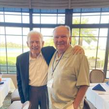 John Aiello, left, and Martin Murphy pose at the Butler High School alumni reunion Saturday, Feb. 18 in Sarasota, Fla. (Photo provided)