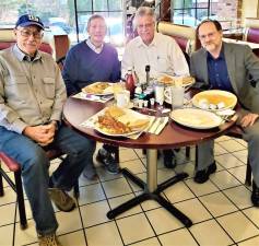 Former Mayors of West Milford are seen at a Sit and Chat Diner meeting to determine the recipient of the annual Mary B. Haase Lifetime Volunteer Award. They were sworn to silence as to whom they have chosen with Mayor Michele Dale to announce the name later. From left are Glen Wenzel, Carl Richko, Phil Weisbecker and Bob Moshman. Joe DiDonato was unable to attend.