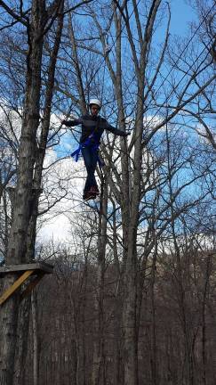 Wesley Colon participates in the team-building field trip with the Macopin Middle School seventh graders and the Highlander Academy students.