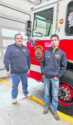 West Milford Fire Commissioner Tim Struble, left, and Apshawa Company #1 Assistant Chief Nick Morales. (Photo by Rich Adamonis)