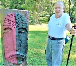 Ed Lenik at the Ramapough Split Rock Sweetwater Prayer Camp in Mahwah, NJ. Photo by Tom Fitzpatrick, 2019.