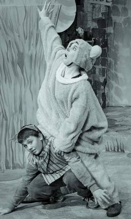 Winnie the Pooh (Lauren DeVore) and Piglet (Dallas Haines) in a scene from &#145;Winnie the Pooh.&#146; DeVore returns as choreographer in Tri-State&#146;s 2012 production of the same show, which will be held Aug. 1 through 11 at SCCC, Newton.