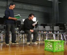 Submitted photo Mark Herrmann, left, and Dann Pryce rehearse a scene from &quot;A Christmas Carol.&quot;