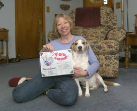 Elaine Mariani with Lucky, her pet therapy partner