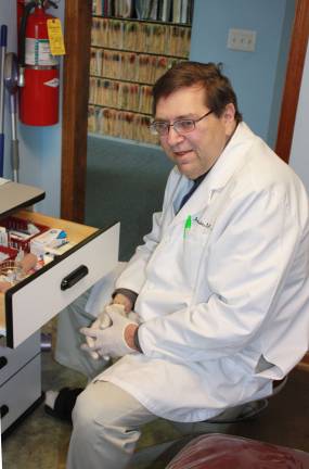 Photo by Ginny Raue Doctor of Podiatric Medicine, Ira Schiowitz, has been practicing in West Milford for over 30 years. The doctor has regular office hours at his Macopin Road facility and makes house calls for people who are unable to come into the office.