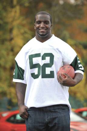 Photo by Joseph A.Sorrentino New York Jets' linebacker David Harris has donated $20,000 worth of sneakers to Camp Hope campers this summer.